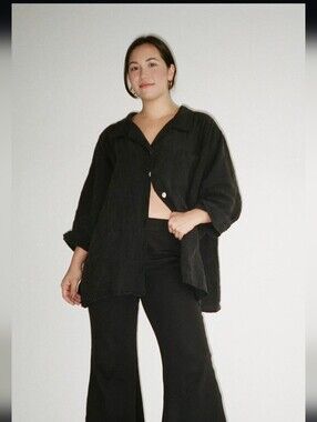 Bohème Black Linen Oxford Shirt